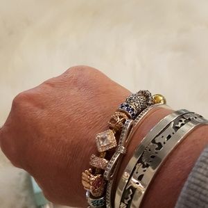 Bracelet solid Sterling silver hand carved FIRM